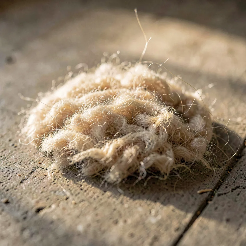 A drift of loose undercoat swept into a small pile